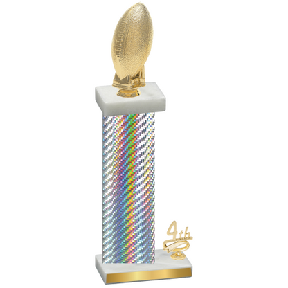 Accented Single Silver Carbon Fiber Fourth Place Football Trophy