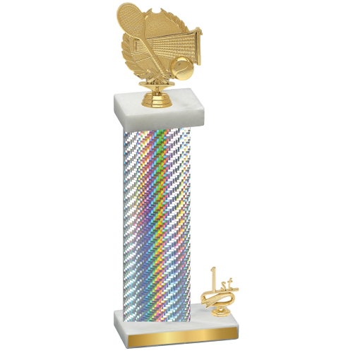 Accented Single Silver Carbon Fiber First Place Tennis Trophy