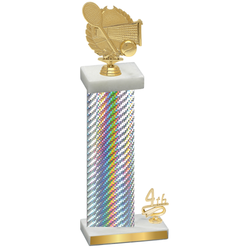 Accented Single Silver Carbon Fiber Fourth Place Tennis Trophy