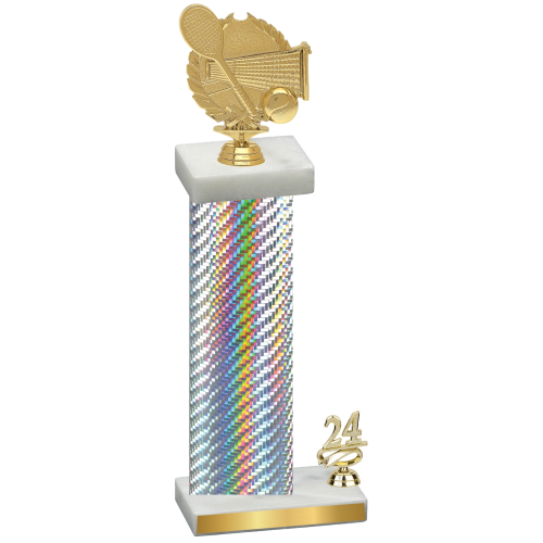 Accented Single Silver Carbon Fiber Year Tennis Trophy