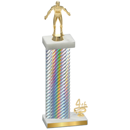Accented Single Silver Carbon Fiber Fourth Place Wrestling Trophy