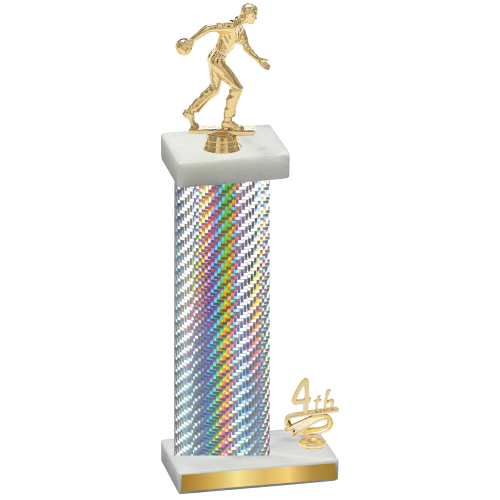 Accented Single Silver Carbon Fiber Fourth Place Bowling Trophy