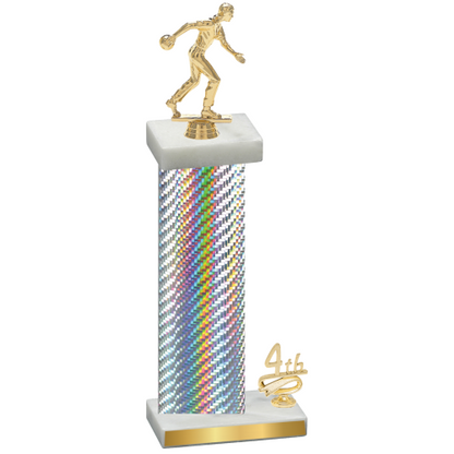 Accented Single Silver Carbon Fiber Fourth Place Bowling Trophy