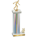 Accented Single Silver Carbon Fiber Year Bowling Trophy