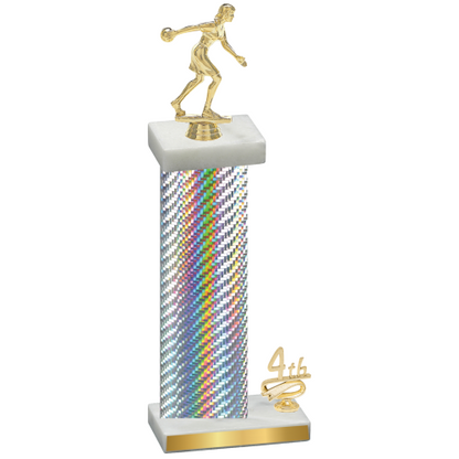 Accented Single Silver Carbon Fiber Fourth Place Bowling Trophy