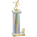 Accented Single Silver Carbon Fiber Year Bowling Trophy