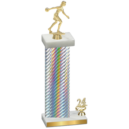 Accented Single Silver Carbon Fiber Year Bowling Trophy