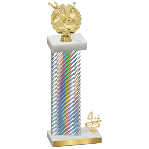 Accented Single Silver Carbon Fiber Fourth Place Bowling Trophy