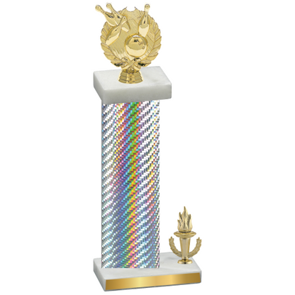 Accented Single Silver Carbon Fiber Victory Bowling Trophy