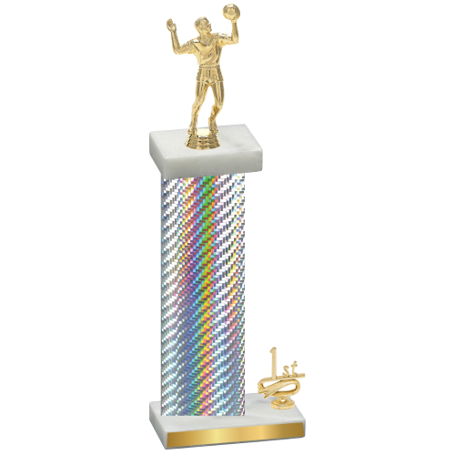 Accented Single Silver Carbon Fiber First Place Volleyball Trophy