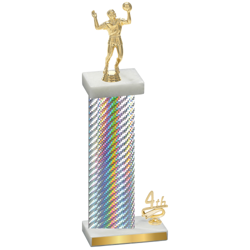Accented Single Silver Carbon Fiber Fourth Place Volleyball Trophy