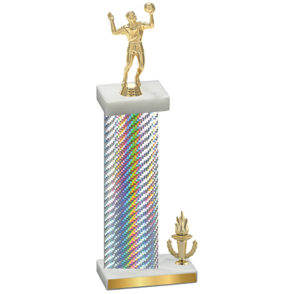 Accented Single Silver Carbon Fiber Victory Volleyball Trophy