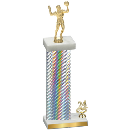 Accented Single Silver Carbon Fiber Year Volleyball Trophy