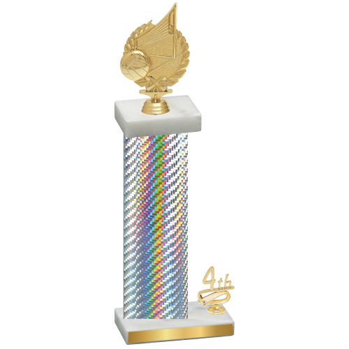 Accented Single Silver Carbon Fiber Fourth Place Volleyball Trophy