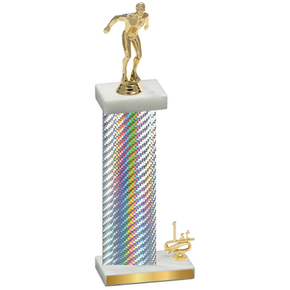 Accented Single Silver Carbon Fiber First Place Swimming Trophy