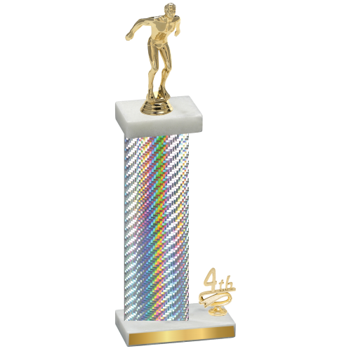 Accented Single Silver Carbon Fiber Fourth Place Swimming Trophy