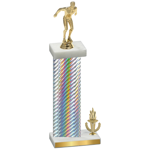 Accented Single Silver Carbon Fiber Victory Swimming Trophy