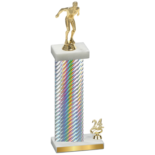 Accented Single Silver Carbon Fiber Year Swimming Trophy