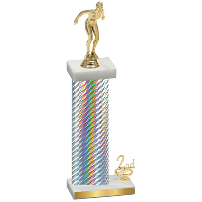 Accented Single Silver Carbon Fiber Second Place Tennis Trophy