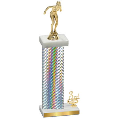 Accented Single Silver Carbon Fiber Third Place Tennis Trophy