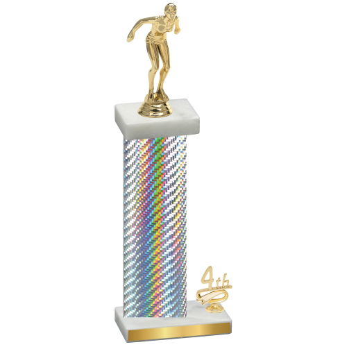 Accented Single Silver Carbon Fiber Fourth Place Tennis Trophy