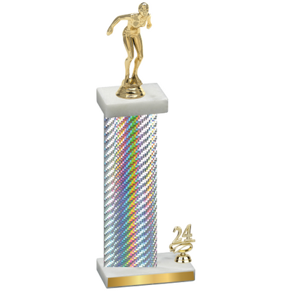 Accented Single Silver Carbon Fiber Year Tennis Trophy