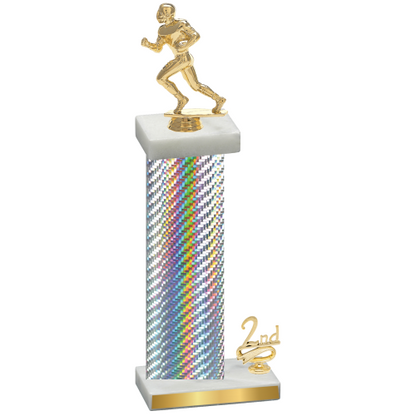 Accented Single Silver Carbon Fiber Second Place Football Trophy
