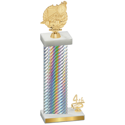 Accented Single Silver Carbon Fiber Fourth Place Swimming Trophy