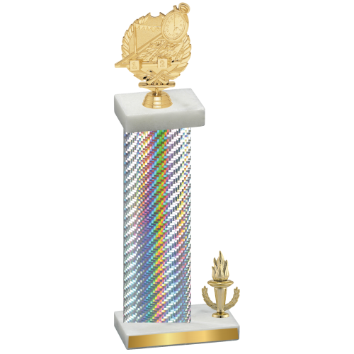 Accented Single Silver Carbon Fiber Victory Swimming Trophy