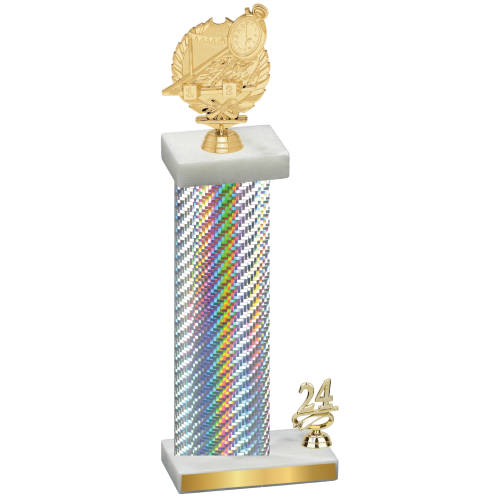 Accented Single Silver Carbon Fiber Year Swimming Trophy