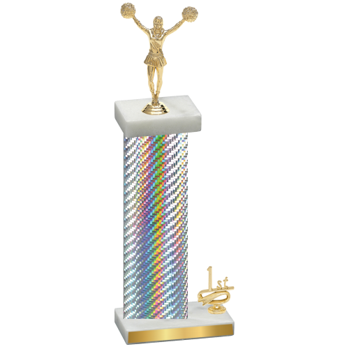 Accented Single Silver Carbon Fiber First Place Cheerleading Trophy