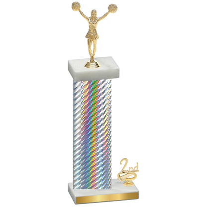 Accented Single Silver Carbon Fiber Second Place Cheerleading Trophy