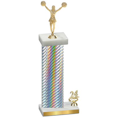 Accented Single Silver Carbon Fiber Year Cheerleading Trophy