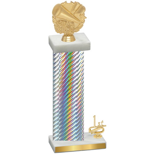 Accented Single Silver Carbon Fiber First Place Cheerleading Trophy