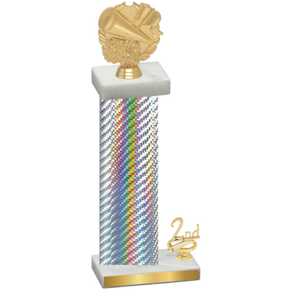 Accented Single Silver Carbon Fiber Second Place Cheerleading Trophy