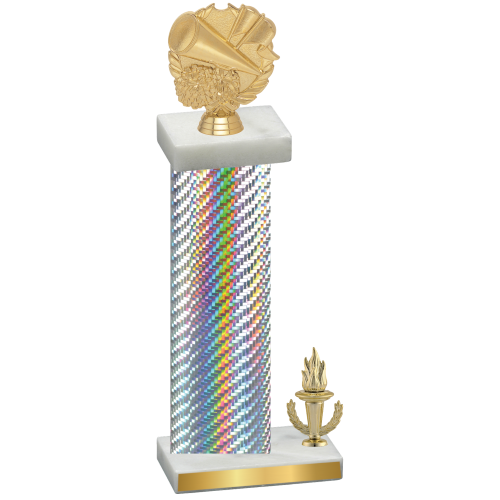 Accented Single Silver Carbon Fiber Victory Cheerleading Trophy