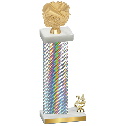 Accented Single Silver Carbon Fiber Year Cheerleading Trophy