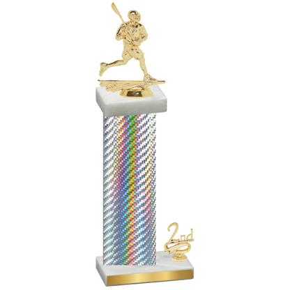 Accented Single Silver Carbon Fiber Second Place Lacrosse Trophy