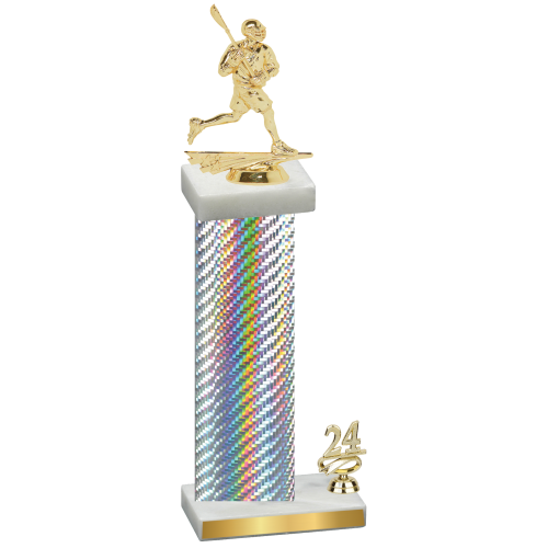 Accented Single Silver Carbon Fiber Year Lacrosse Trophy