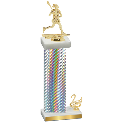 Accented Single Silver Carbon Fiber Second Place Lacrosse Trophy