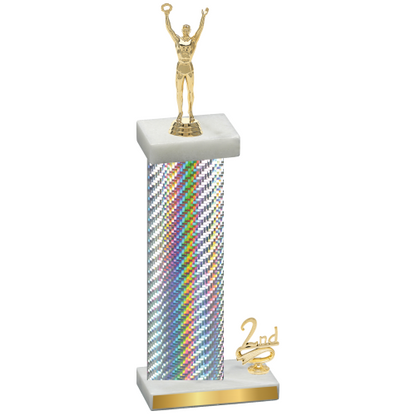 Accented Single Silver Carbon Fiber Second Place Victory Trophy