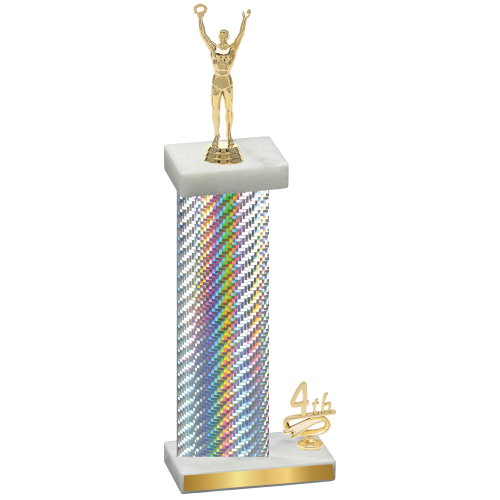 Accented Single Silver Carbon Fiber Fourth Place Victory Trophy