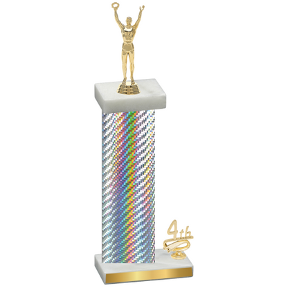 Accented Single Silver Carbon Fiber Fourth Place Victory Trophy