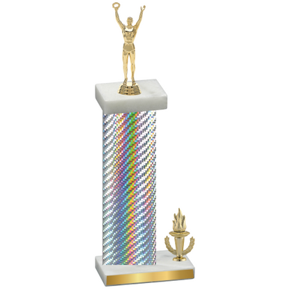 Accented Single Silver Carbon Fiber Victory Victory Trophy