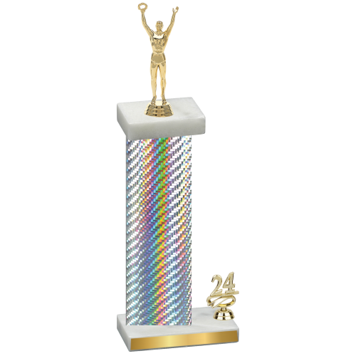 Accented Single Silver Carbon Fiber Year Victory Trophy