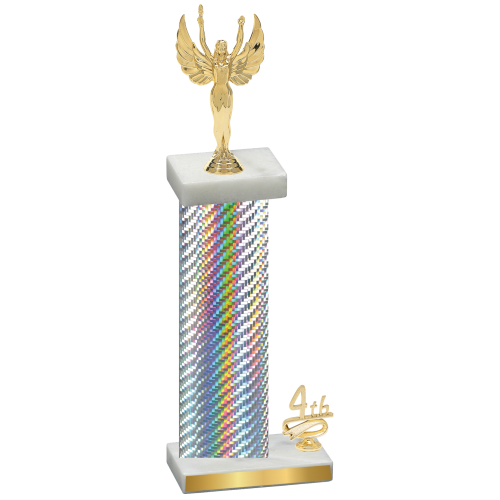Accented Single Silver Carbon Fiber Fourth Place Victory Trophy