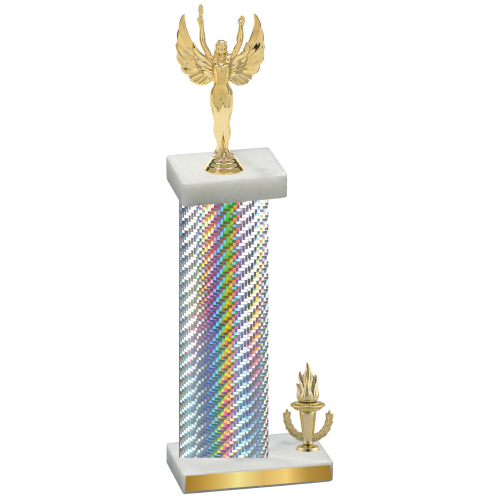 Accented Single Silver Carbon Fiber Victory Victory Trophy