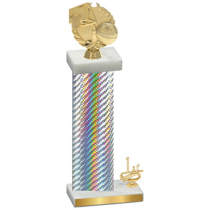 Accented Single Silver Carbon Fiber First Place Basketball Trophy