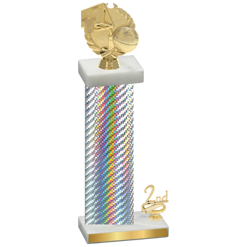 Accented Single Silver Carbon Fiber Second Place Basketball Trophy