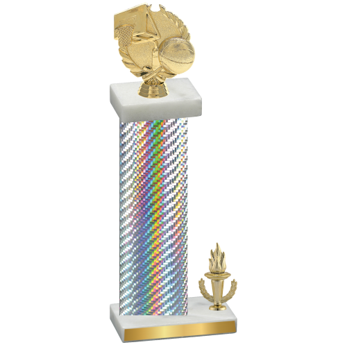 Accented Single Silver Carbon Fiber Victory Basketball Trophy